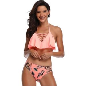 NWOT Medium Set Bikini Swimsuit Coral